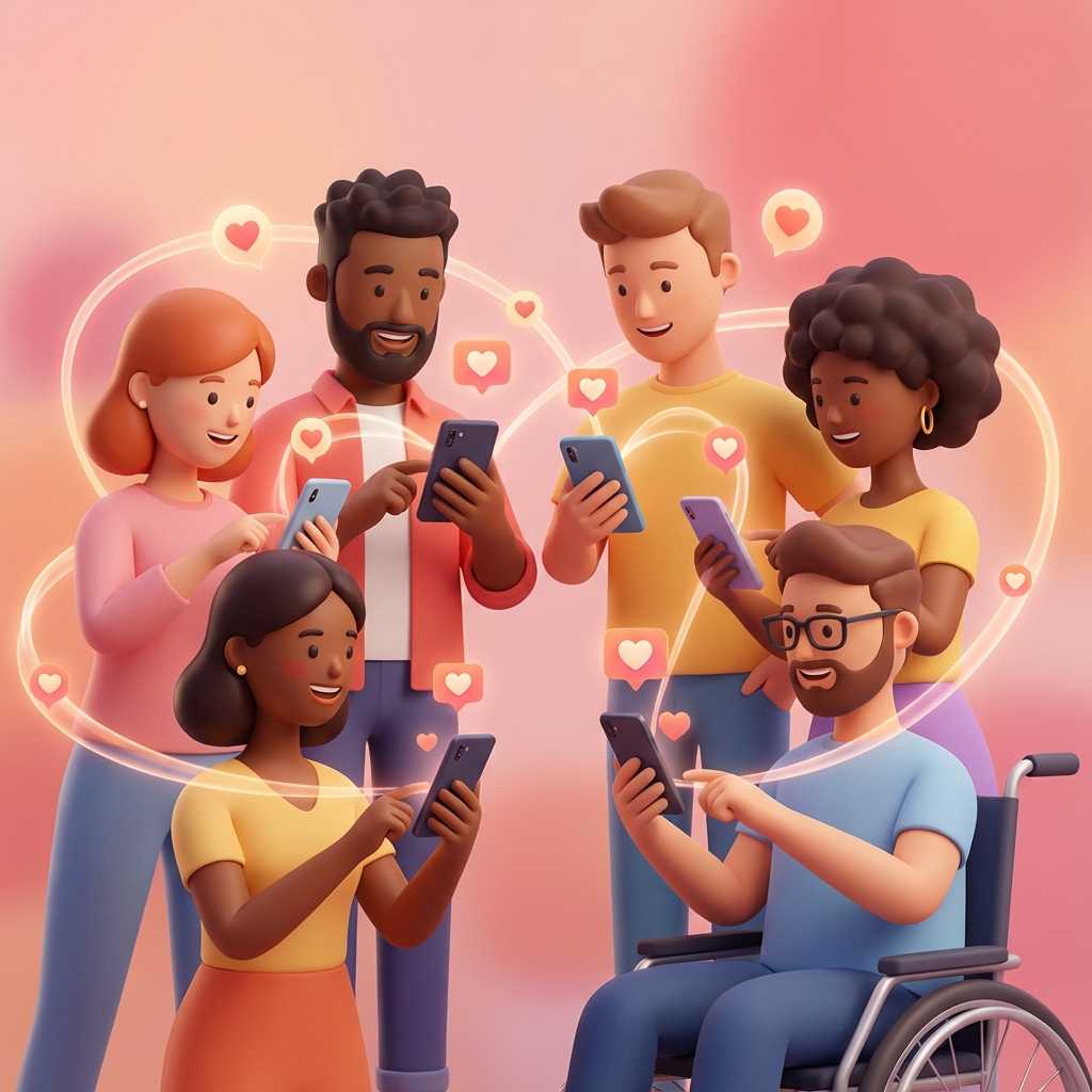 Happy people chatting on phones